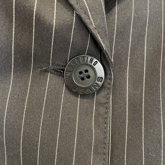 Moschino Vintage Y2K Blazer Jacket Pinstripe Floral Embroidered Runs Small‎ 10 - Picture 4 of 6